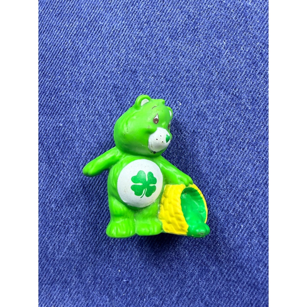 Vintage 1983 Care Bears Good Luck Bear PVC Figure Green 4 Leaf Clover AGC 80s